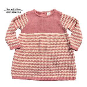 Stem Organics 6m Pink Striped Sweater Dress
